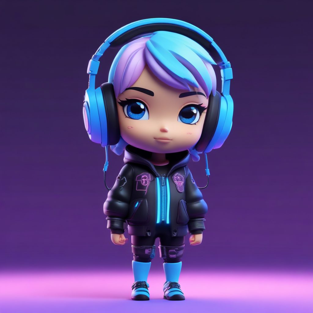 霓虹甜心💕：赛博朋克Q版少女，酷到可以做壁纸！🤖