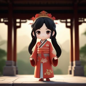 🔥Q版古风汉服C4D渲染盲盒人偶全身像，细节满分！