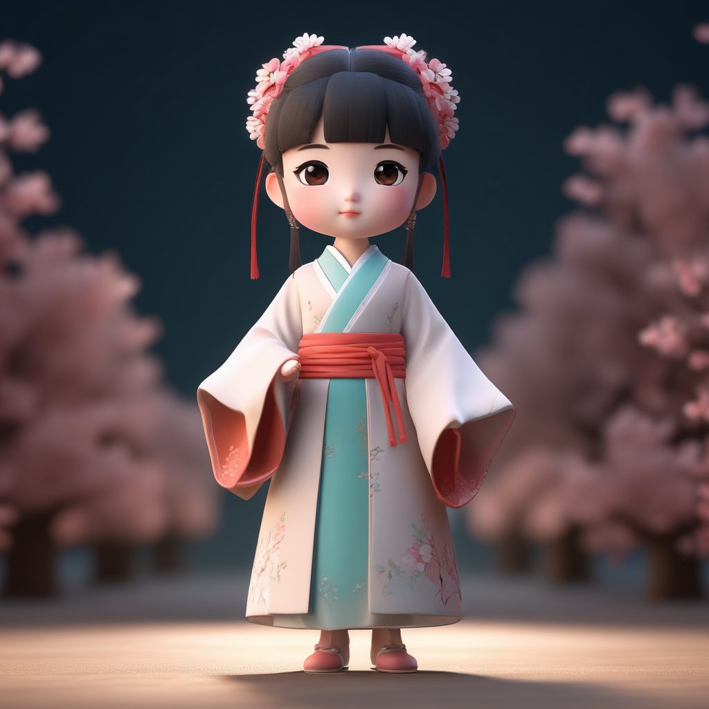 🔥Q版古风汉服女孩头像，C4D rendered clay material pastel style