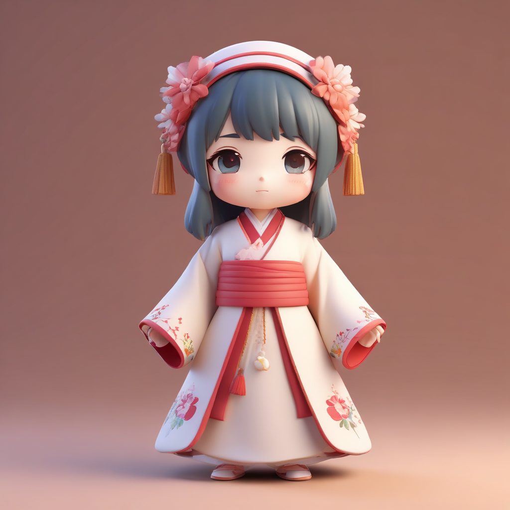 💖Q版古风汉服少女，C4D 3D渲染盲盒风格，适合头像和插画创作