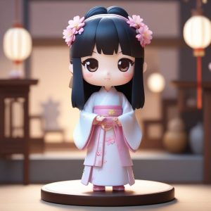 🔥Q版汉服小萝莉，chibi风盲盒手办3D渲染全身照！