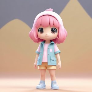 🔥Q版极简线条全身照生成！C4D粘土风3D手办单人写真