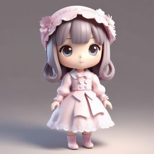 🔥Q版洛丽塔手办立绘！C4D粘土风全身像3D渲染设计提示词分享