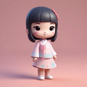 🔥Q版旗袍少女手绘风格头像，C4D渲染的3D粘土风单人全身照