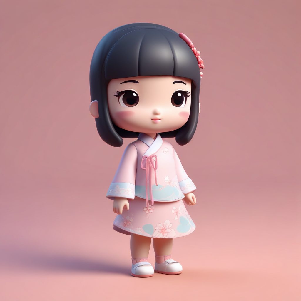 🔥Q版旗袍少女手绘风格头像，C4D渲染的3D粘土风单人全身照