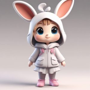 🐰🔥Q版兔耳娘头像生成！C4D粘土风盲盒手办全身AI绘画提示词