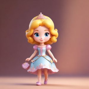 🔥Q版在逃公主迪士尼风头像生成！盲盒大小头Cute全身3D渲染提示词