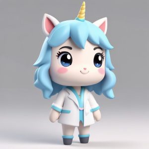 🦄Q版治愈系手绘独角兽，3D粘土风格全身立绘，适合作为壁纸或头像