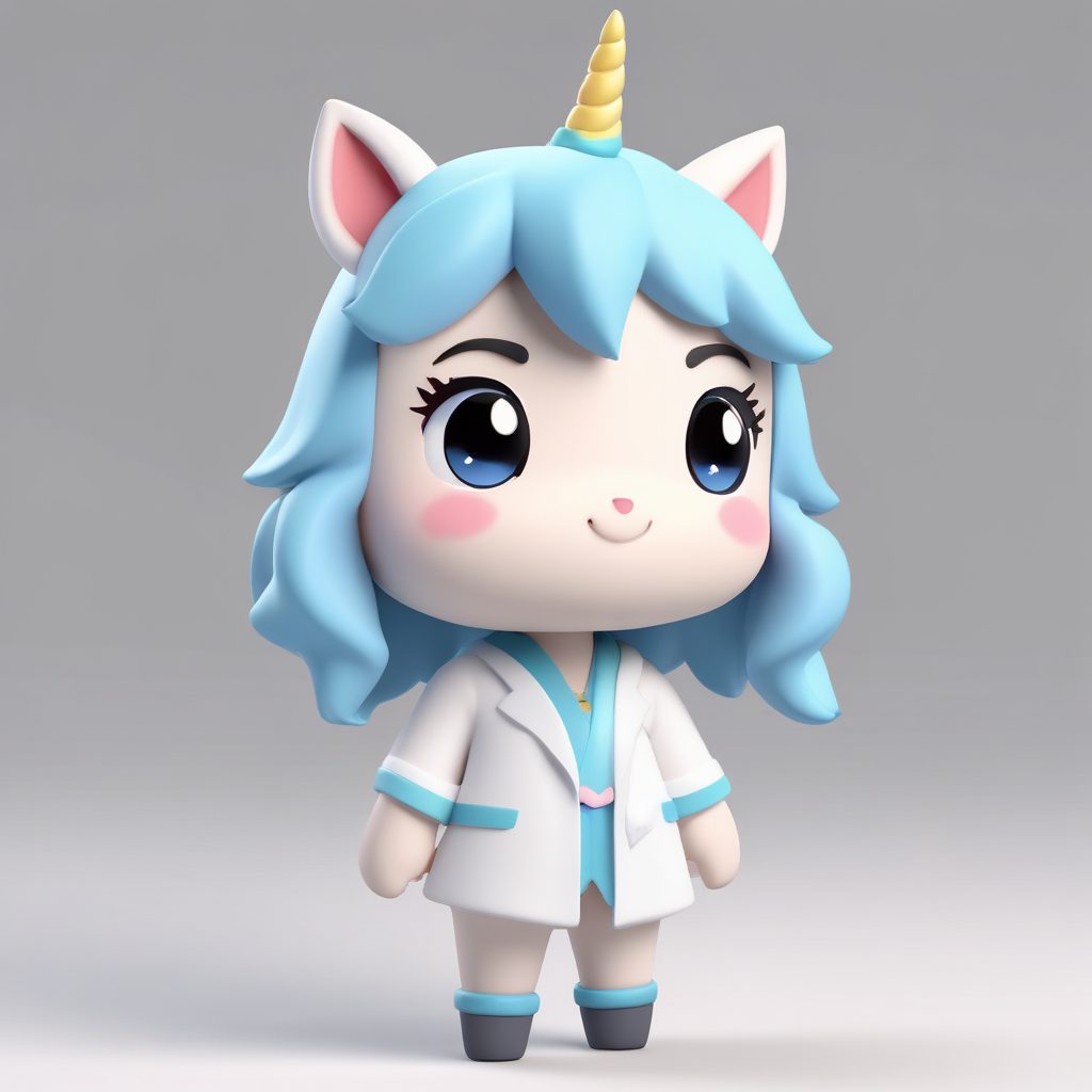 🦄Q版治愈系手绘独角兽，3D粘土风格全身立绘，适合作为壁纸或头像