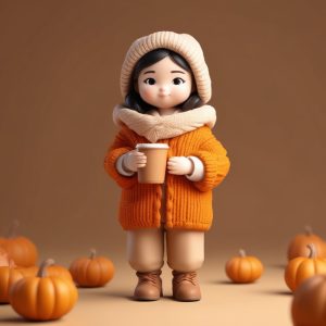 🍂秋日OOTD Q版：暖棕色穿搭粘土公仔，氛围感拉满！☕