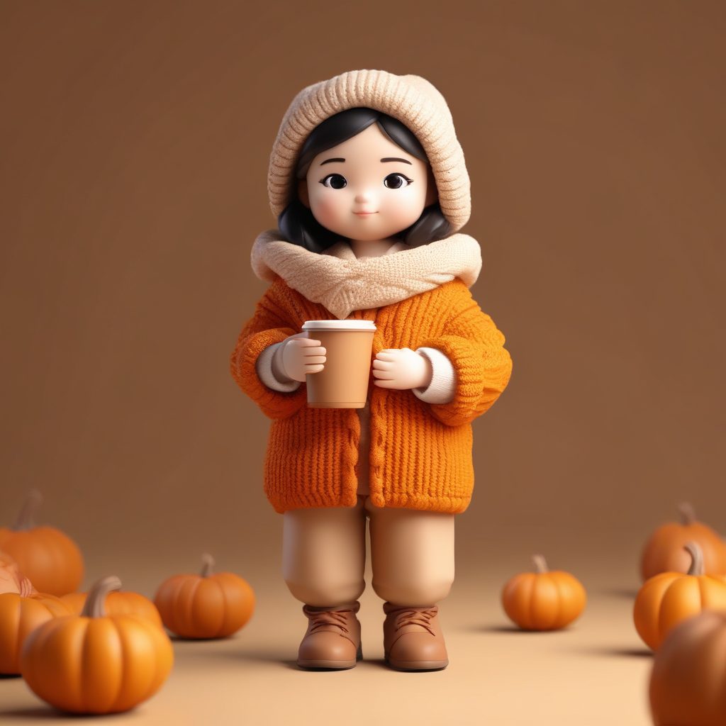 🍂秋日OOTD Q版：暖棕色穿搭粘土公仔，氛围感拉满！☕