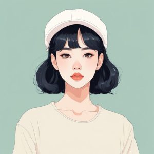 🔥日韩潮流时尚美少女，极简 Anime 肖像设计，清新马卡龙配色，适合头像和壁纸使用