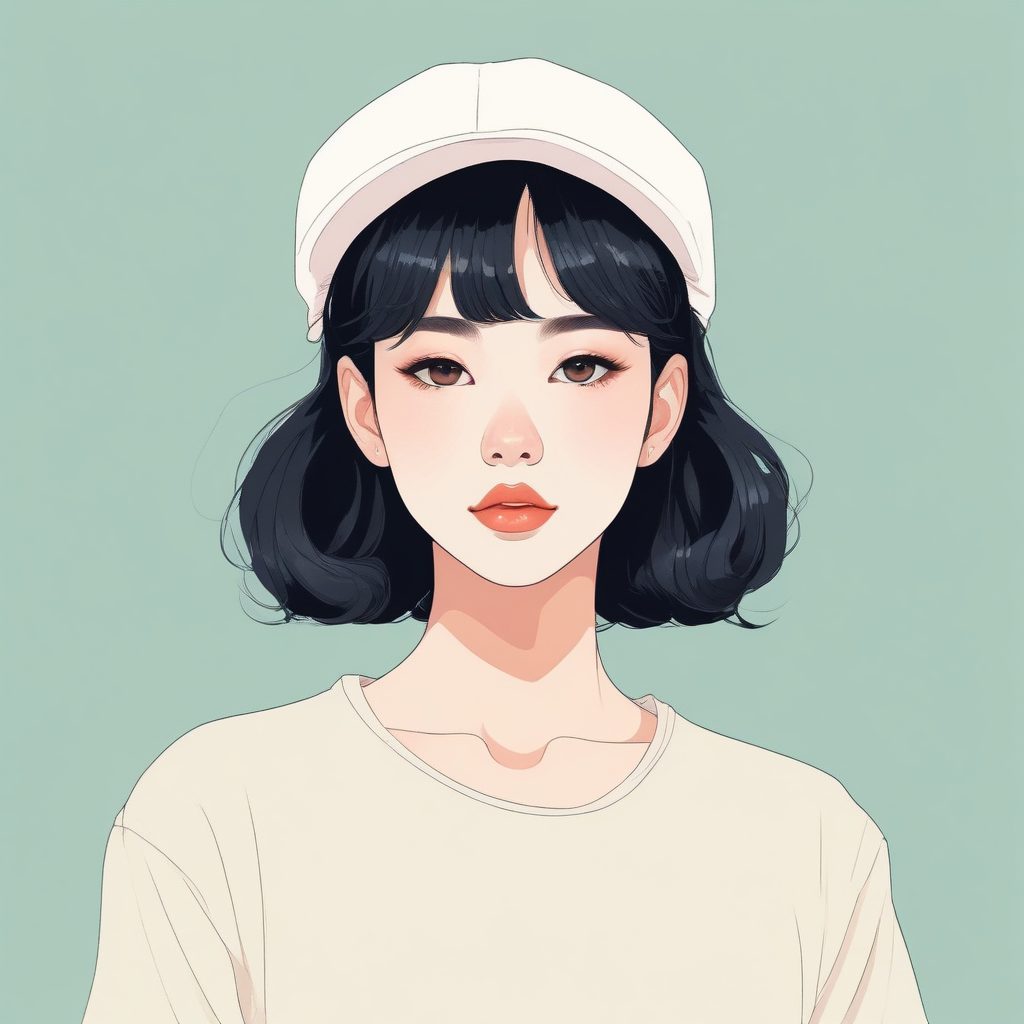 🔥日韩潮流时尚美少女，极简 Anime 肖像设计，清新马卡龙配色，适合头像和壁纸使用