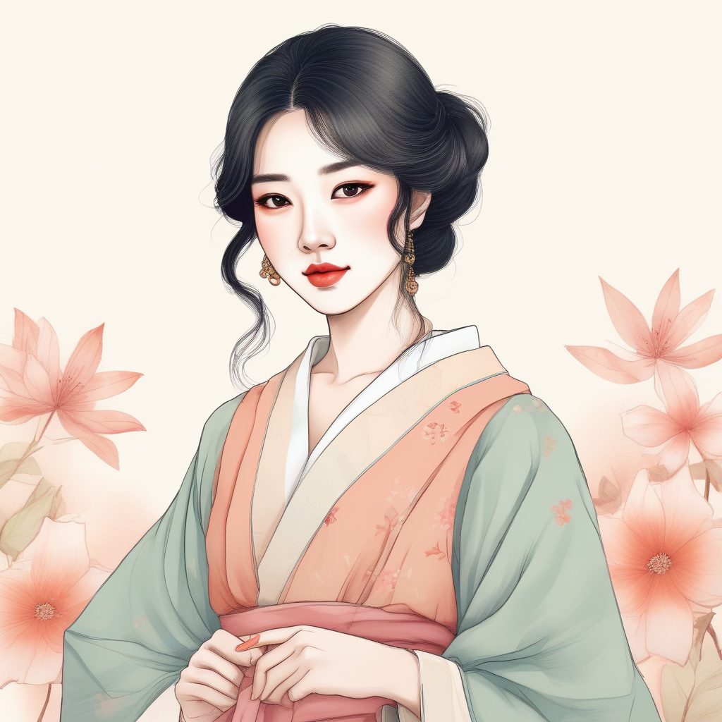 📚日韩风混搭：温柔系时尚少女手绘插画模板