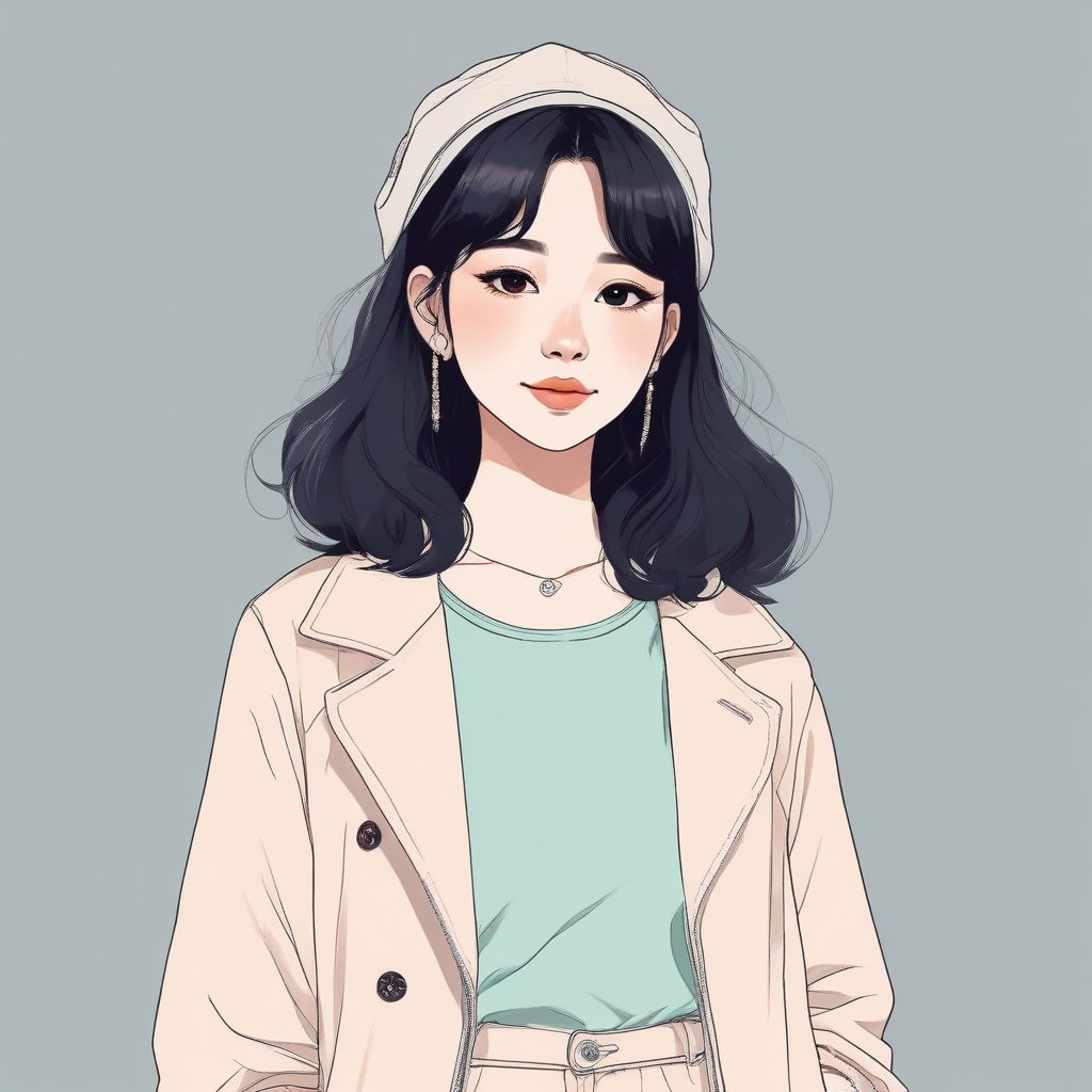 ✨日韩风时尚少女头像 | 极简 Anime 单人Cel阴影风格，适合头像背景纯色