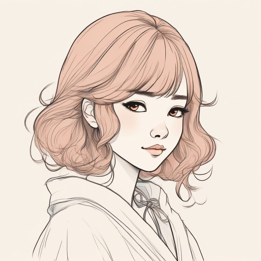 ✨日系极简动漫少女头像，手绘风格插画设计🔥