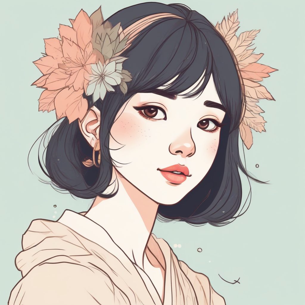 日系极简线条少女头像🔥Hand drawn动漫插画风设计分享