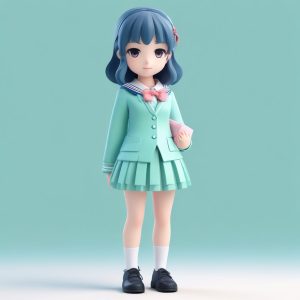 🏫日系JK制服Q版：甜酷校园风盲盒手办，全身站立纯净背景！💖