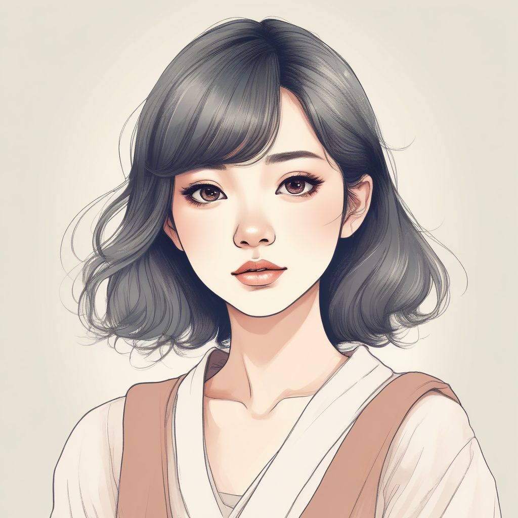 🖌️日系漫画少女头像：极简线条插画，清爽治愈风