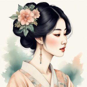 🌸日系清新水彩晕染, 极简治愈系少女肖像, 氛围感拉满!