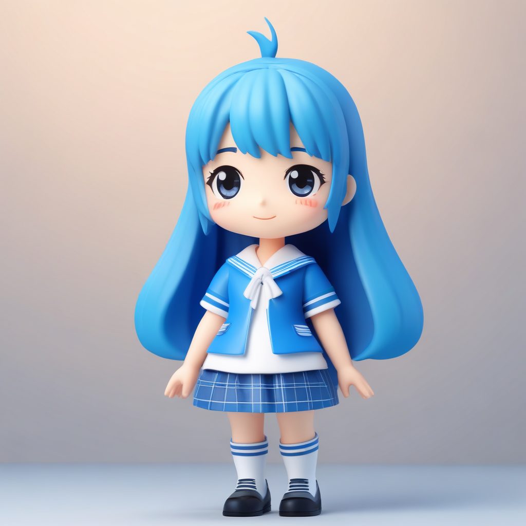 🏫日系甜酷！Q版JK制服盲盒公仔，全身立绘纯净背景提示词