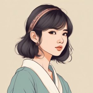 💖日系线条插画：极简动漫少女，治愈系粉彩配色！
