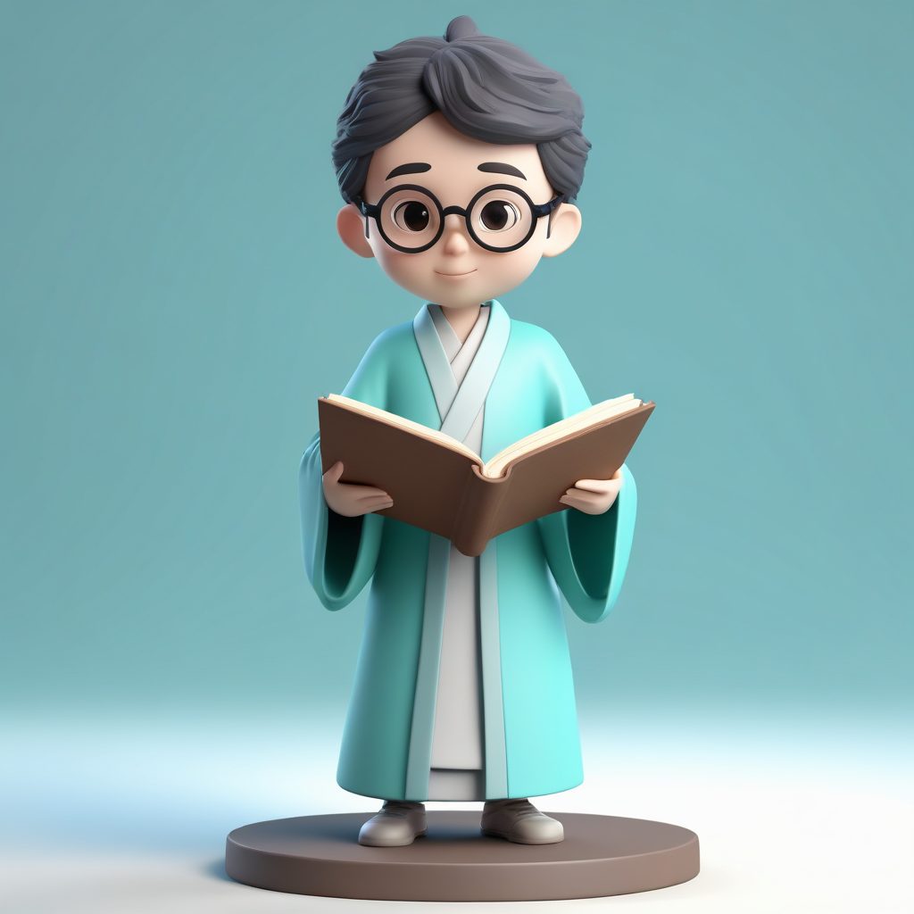 📖儒雅少年！Q版小书生立绘,圆框眼镜+卷轴太斯文了！