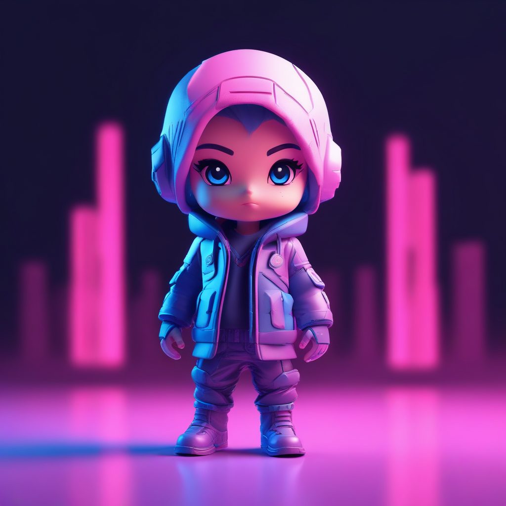 🤖赛博朋克风Q版少女，科技感十足！纯色背景潮酷头像速取！✨