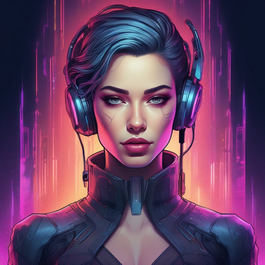 🌟赛博朋克霓虹光影风! 梦幻少女手绘插画, 科技感与浪漫并存!