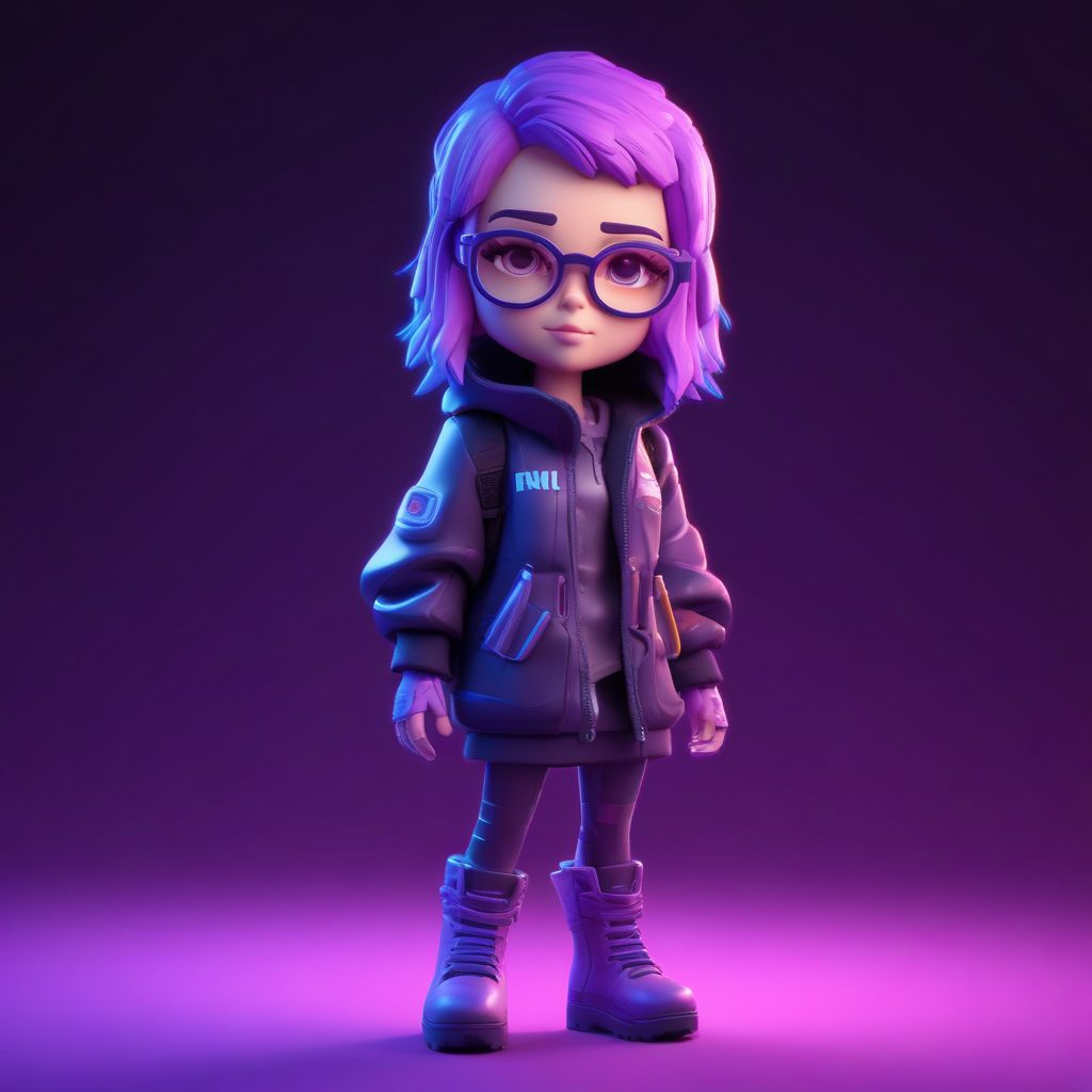 🌌赛博朋克Q版少女：当粘土遇上霓虹，这质感绝了！