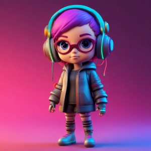 🤖赛博朋克Q版少女：高对比撞色与软萌粘土的完美结合！