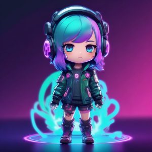 💻赛博朋克Q版少女：高冷未来感，头像壁纸升级！