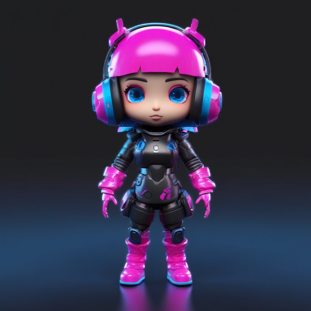 ⚡️赛博朋克Q版少女：霓虹蓝紫超A机能风，潮酷盲盒来袭！🕶️