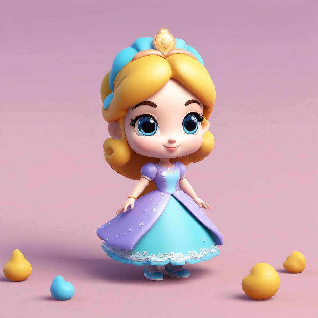 🔥Q版在逃公主迪士尼风头像！C4D粘土渲染，盲盒风格全身立绘