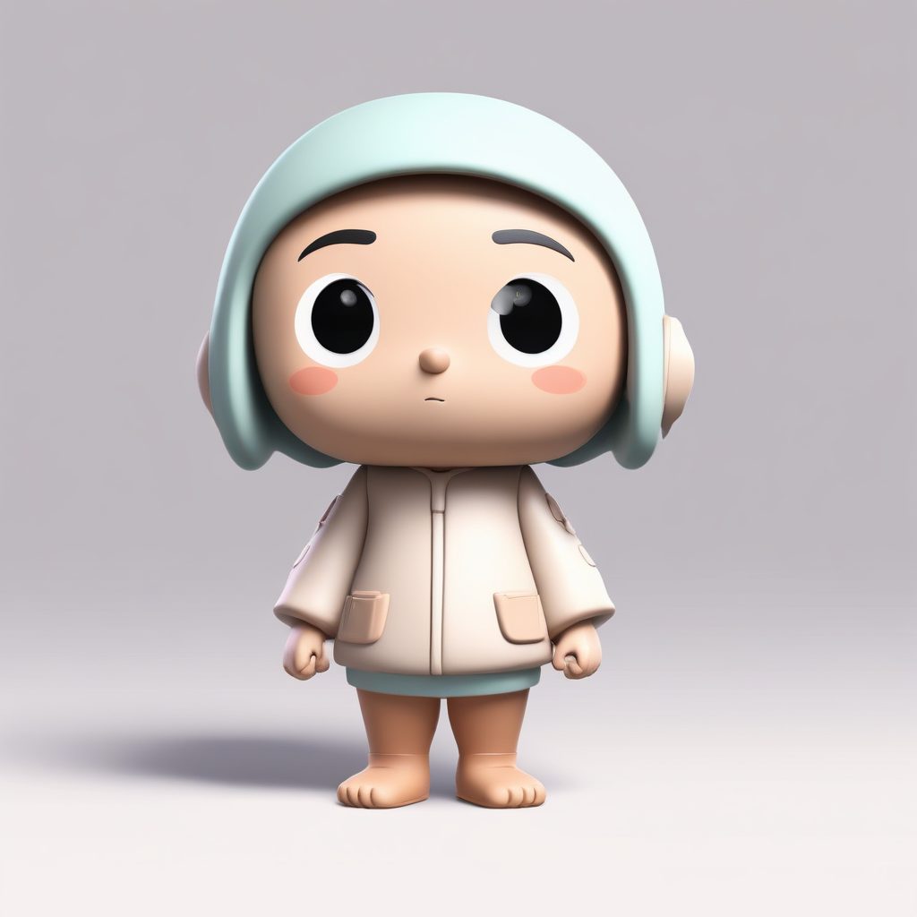 🎨极简线条Q版手办立绘！C4D渲染纯色背景盲盒风格全身像🔥