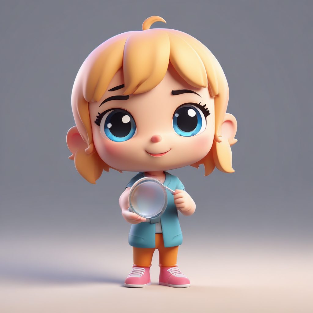 🔍好奇宝宝放大镜！Q版极简盲盒手办全身照 | 粘土风高细节C4D渲染✨