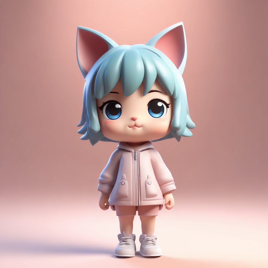 💖超治愈Q版猫耳娘！3D C4D渲染盲盒手办全身照🔥