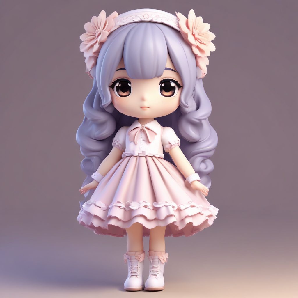 💖3D粘土风洛丽塔女孩头像AI生成！C4D渲染的全身体验 | Pastel Colors & Pure Background