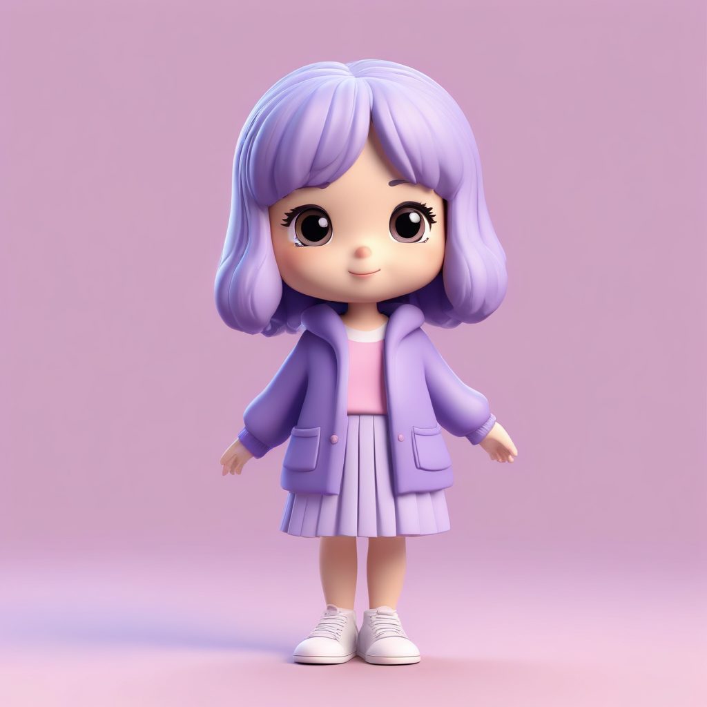 💜纯欲风JK！比心手势Q版全身像，粘土材质高精头像