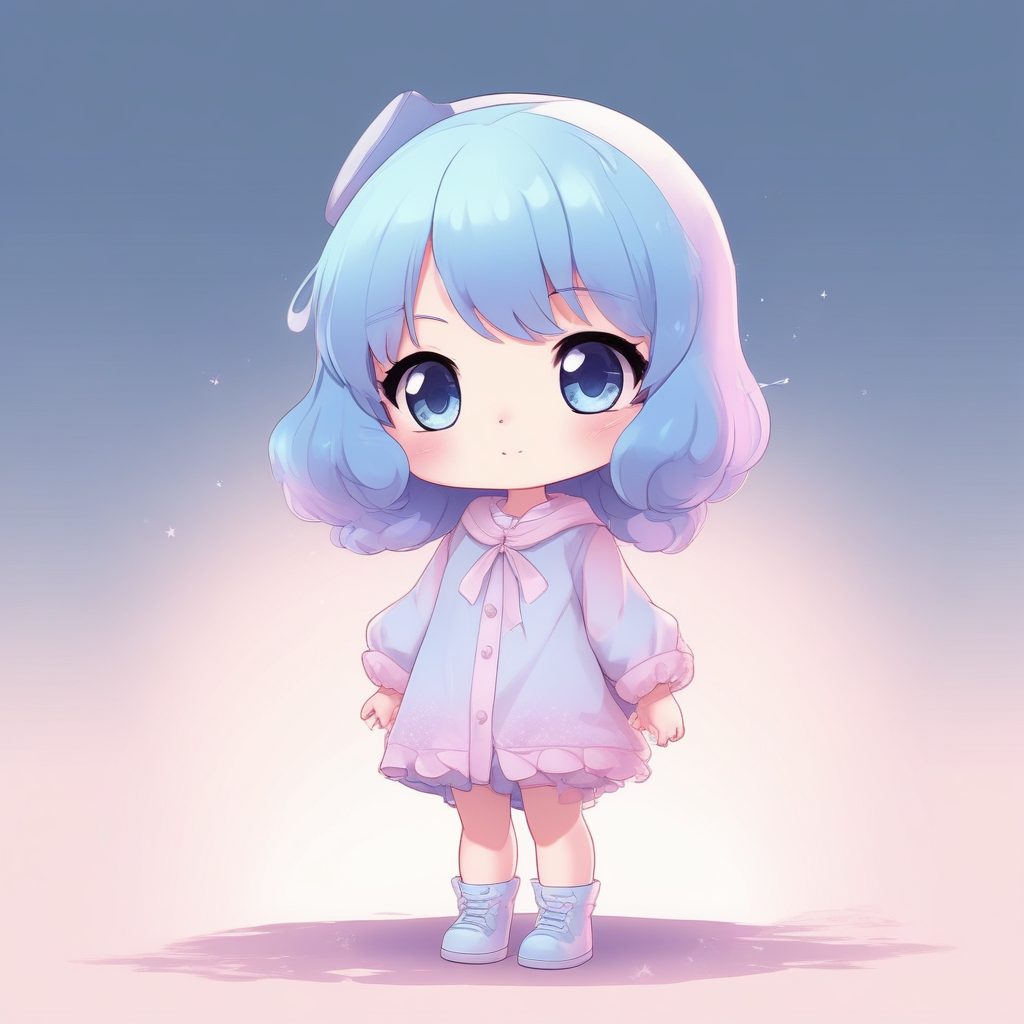 ☁️棉花糖质感Q版：柔和渐变色全身图，超治愈软糯！