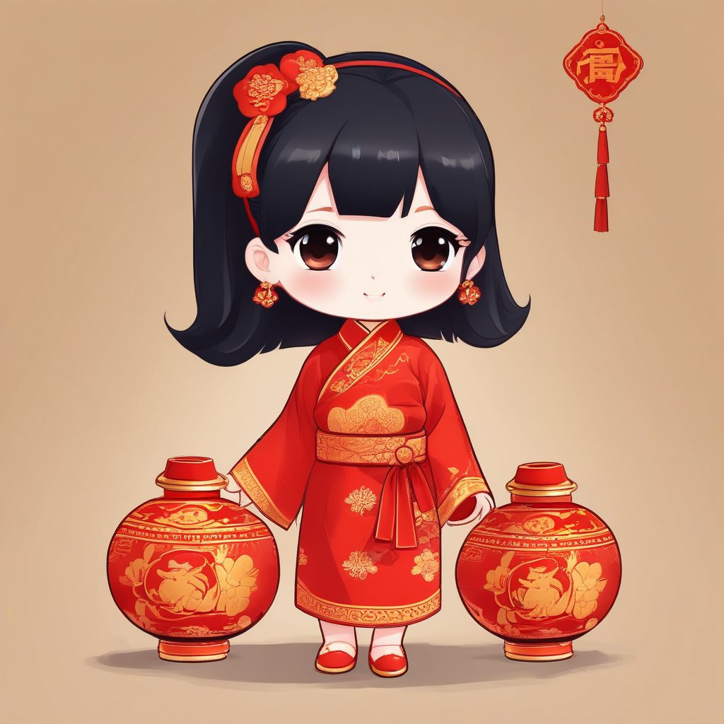 🎉Q版新年喜庆：拜年红装少女，节日氛围头像必入！