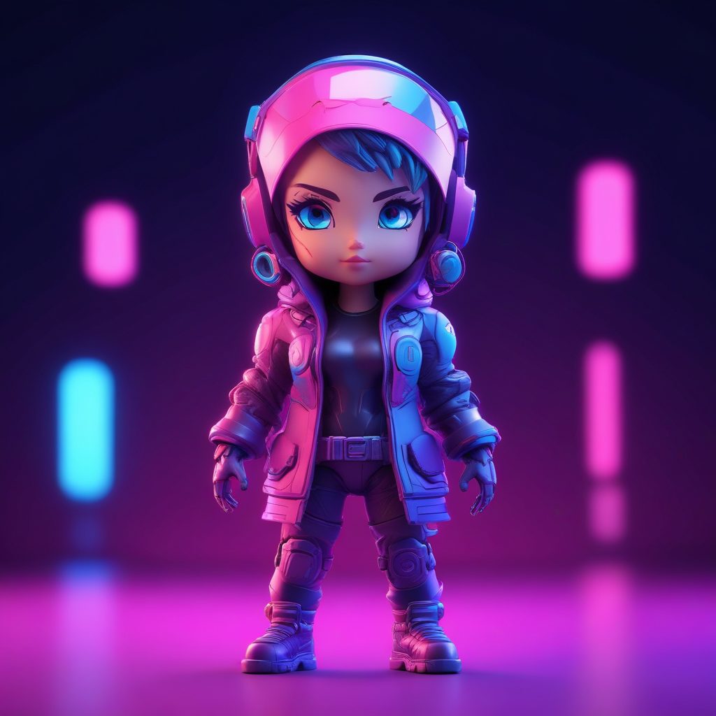 💻赛博朋克Q版：未来感少女粘土手办，酷飒来袭！😎