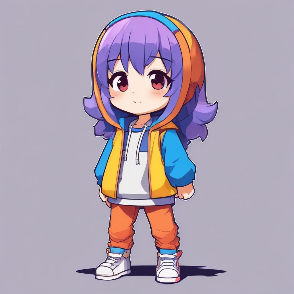 🌈色块艺术家！矢量扁平风Q版，高对比度OOTD全身照出炉！🖼️