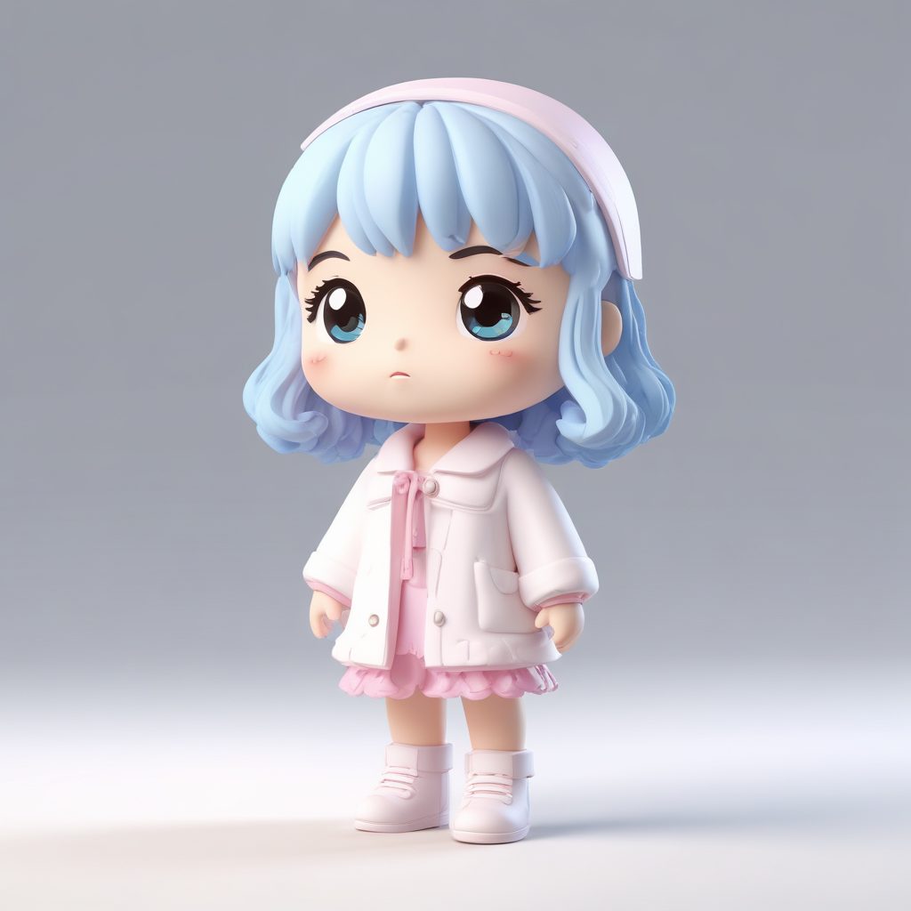 🧸盲盒艺术家看过来！3D软陶质感Q版公仔，极简背景全身照🎨