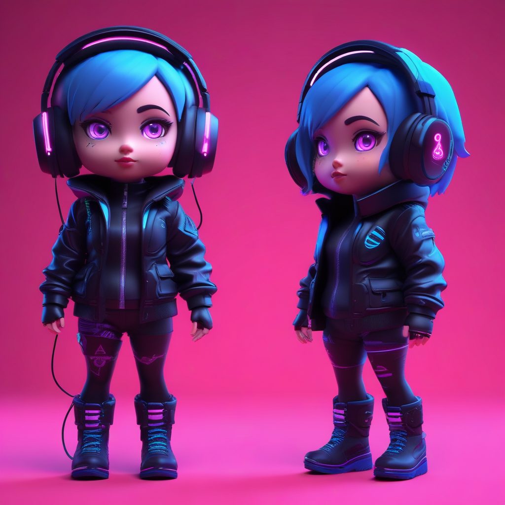 👾 赛博朋克Q版少女｜酷辣机能风3D盲盒，酷炫头像速取！