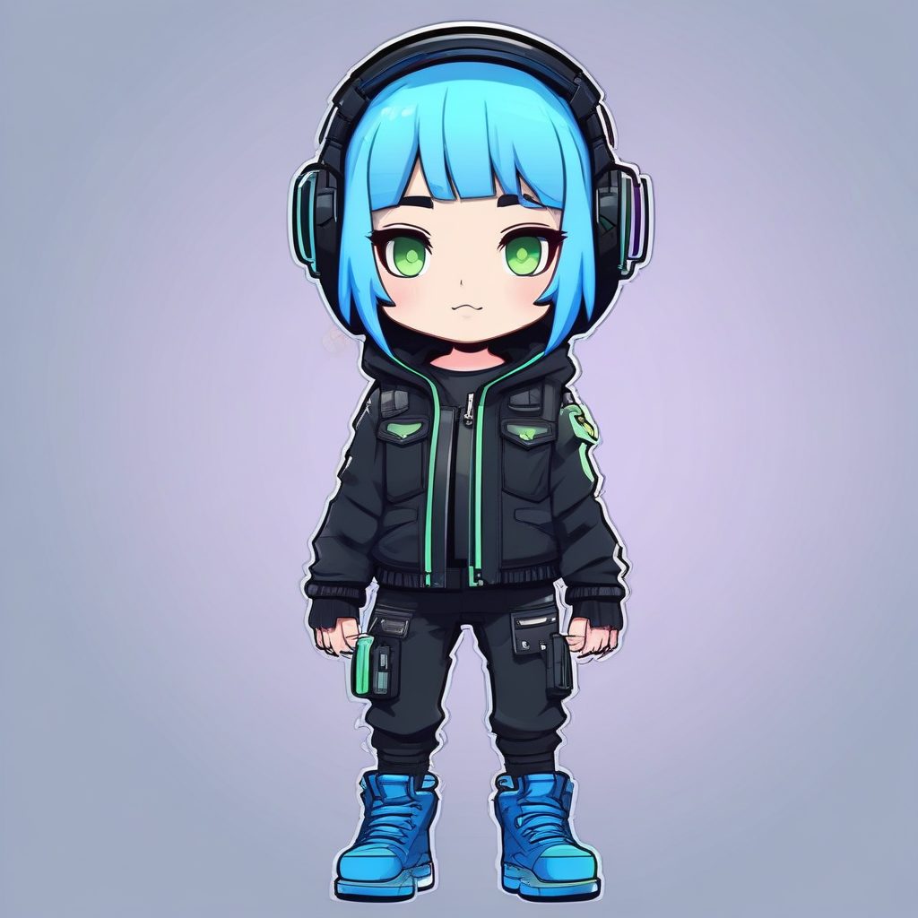 👾未来感赛博Chibi：机能风穿搭矢量插画，酷Girl必备！