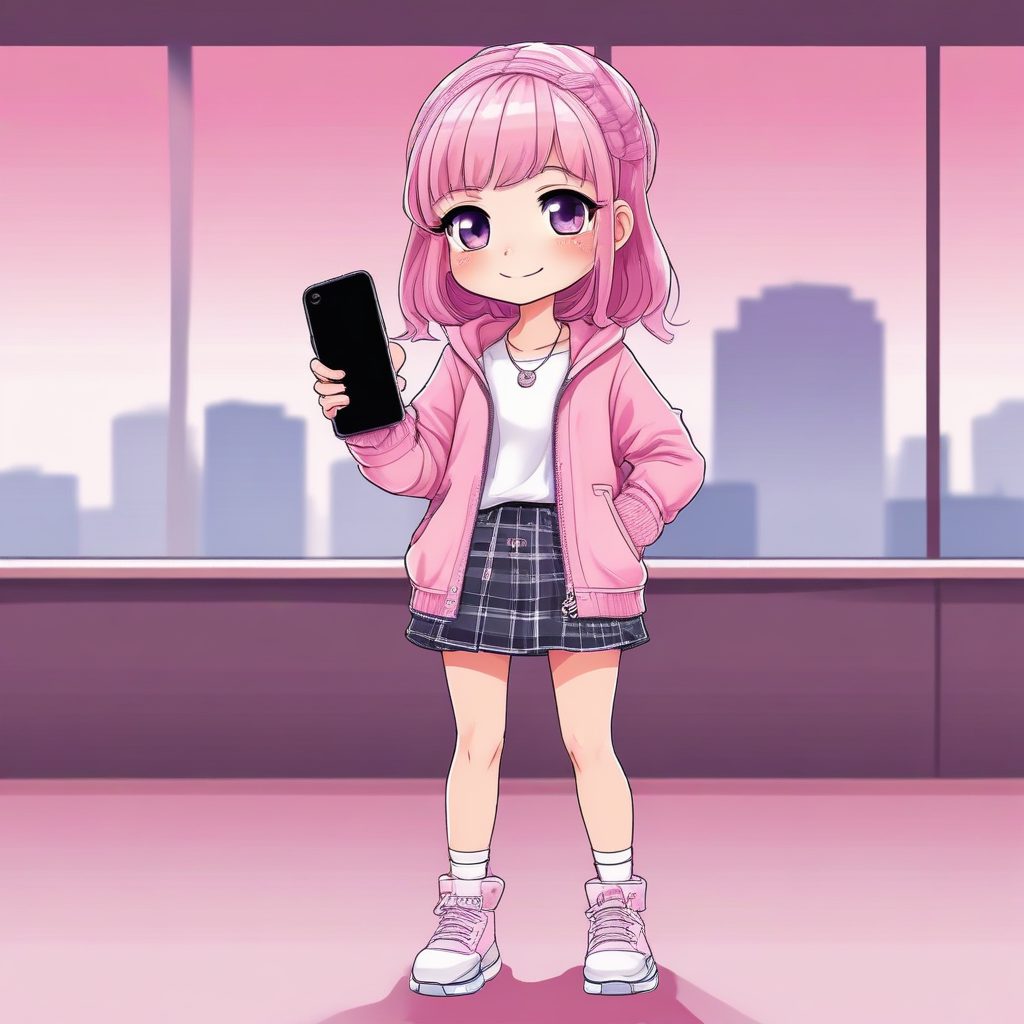 📱韩系爱豆Chibi：拿着手机自拍的甜妹，AI绘画穿搭模版！