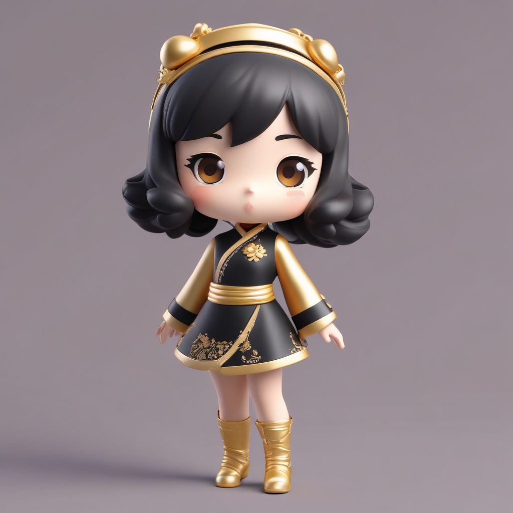 高级感黑金旗袍少女：Octane渲染高细节盲盒美学作品生成教程