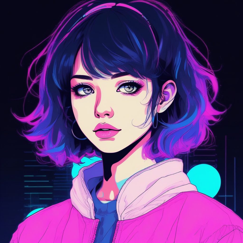 👾 蒸汽波故障艺术！Vaporwave迷幻动漫头像生成！