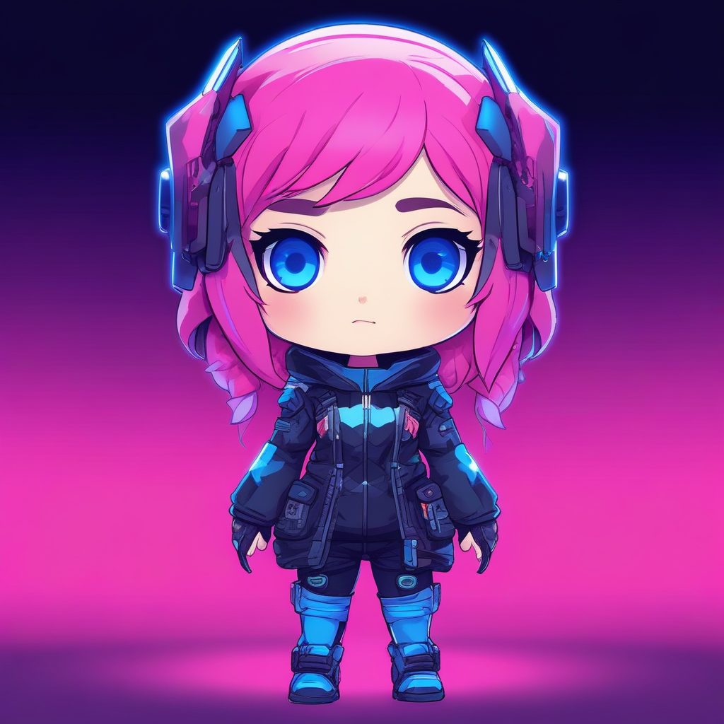 ⚡️酷飒赛博朋克Q版！霓虹光影下的未来少女头像生成！